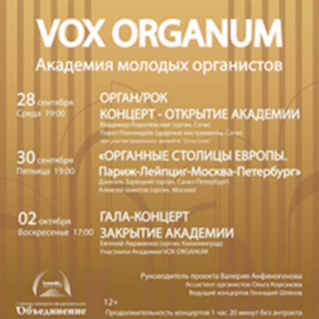 Концерт-открытие «Академия молодых органистов «Vox Organum» «Орган/рок»